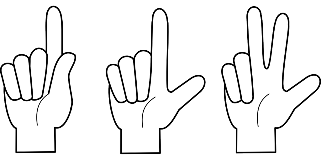 123と指をたてるイラスト